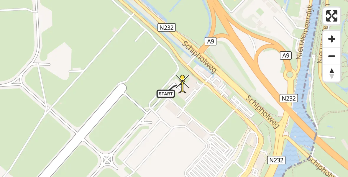 Vluchtroute Politiehelikopter van Schiphol naar Schiphol