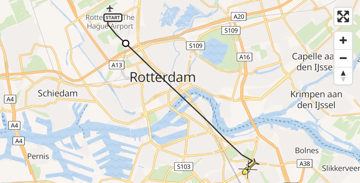 Routekaart van de vlucht: Lifeliner 2 naar Rotterdam, Terletpad