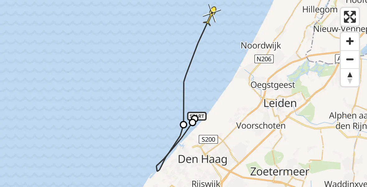 Routekaart van de vlucht: Politieheli naar 