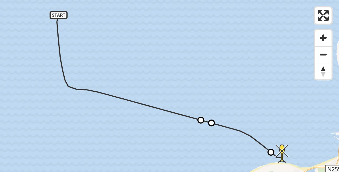 Routekaart van de vlucht: Kustwachthelikopter naar Vrouwenpolder, Strand Vrouwenpolder