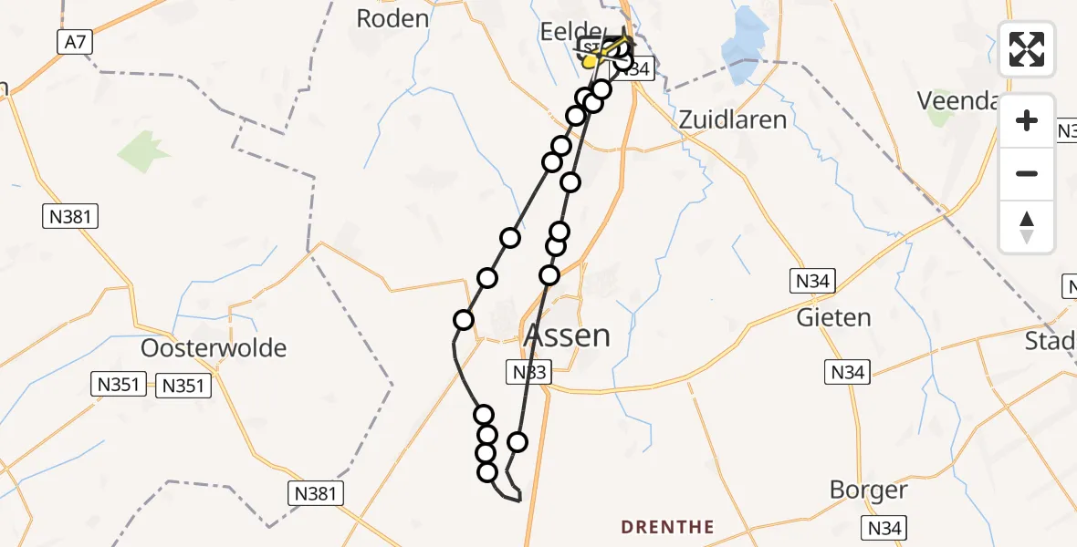 Routekaart van de vlucht: Lifeliner 4 naar Groningen Airport Eelde, Vissersweg