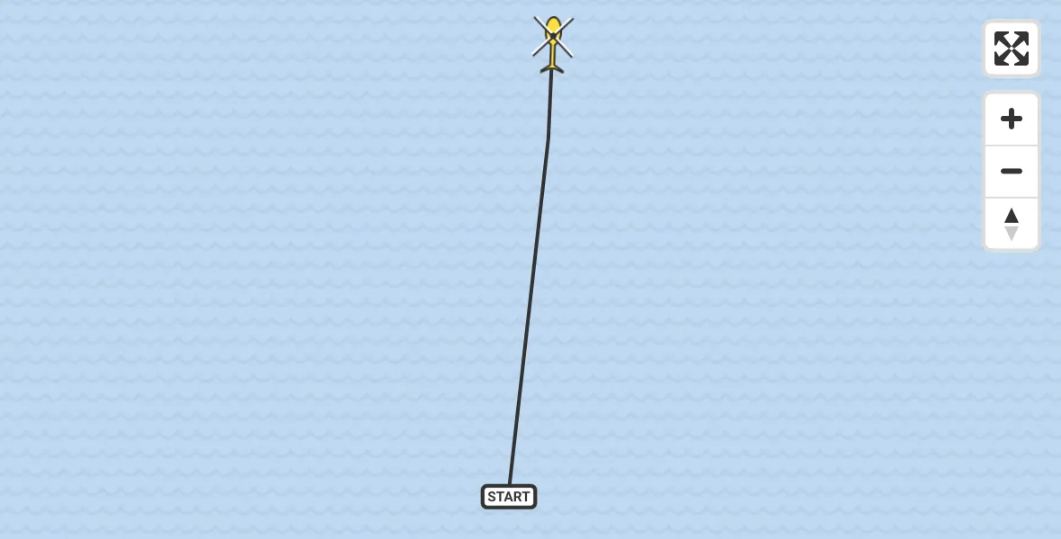 Routekaart van de vlucht: Kustwachthelikopter naar 