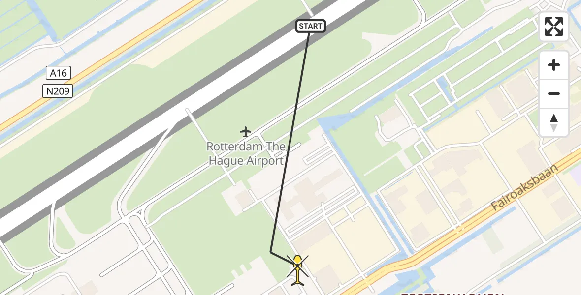 Routekaart van de vlucht: Lifeliner 2 naar Rotterdam The Hague Airport, Brandenburgbaan