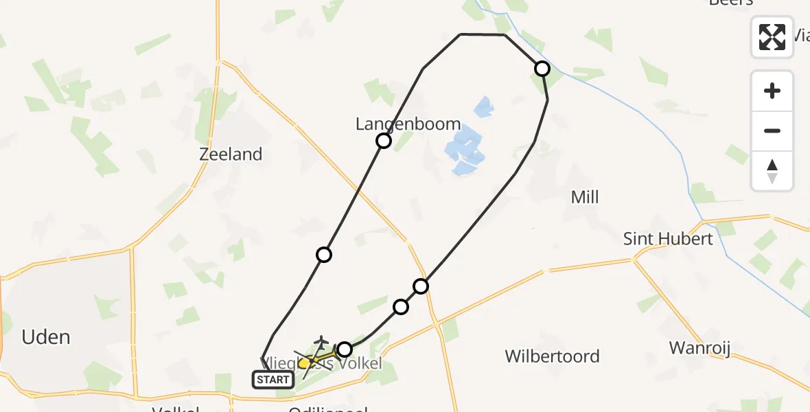 Routekaart van de vlucht: Lifeliner 3 naar Vliegbasis Volkel, Zeelandsedijk