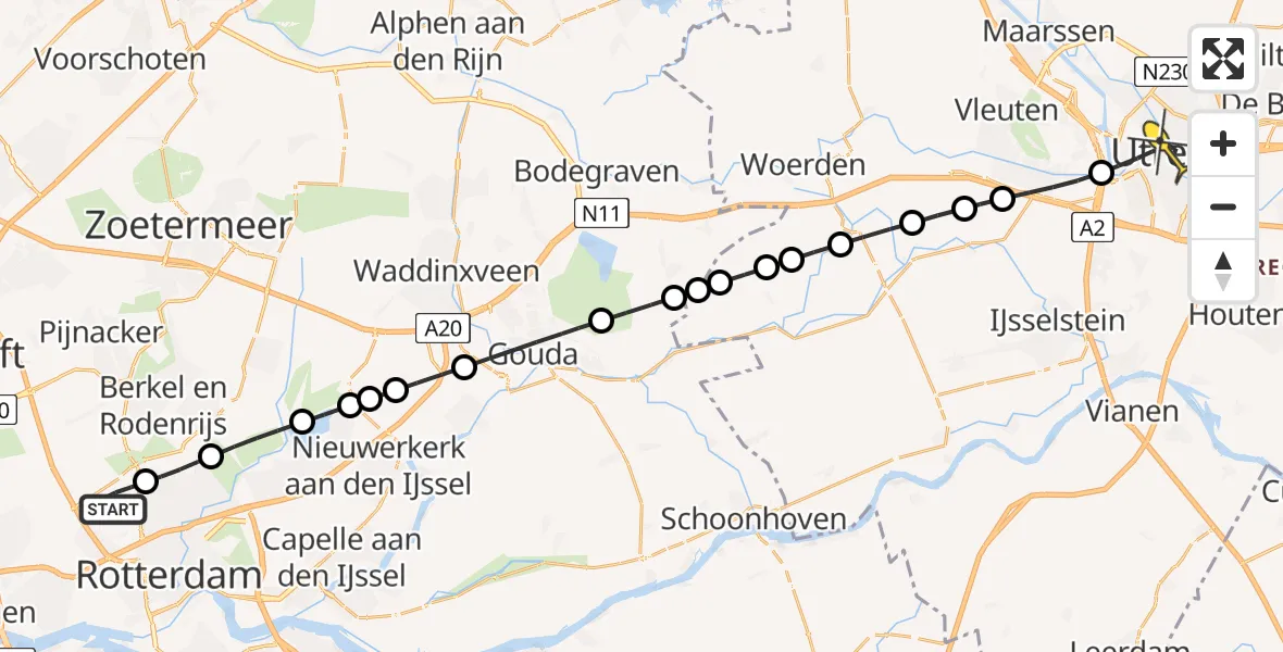 Routekaart van de vlucht: Lifeliner 2 naar Utrecht, Bovendijk