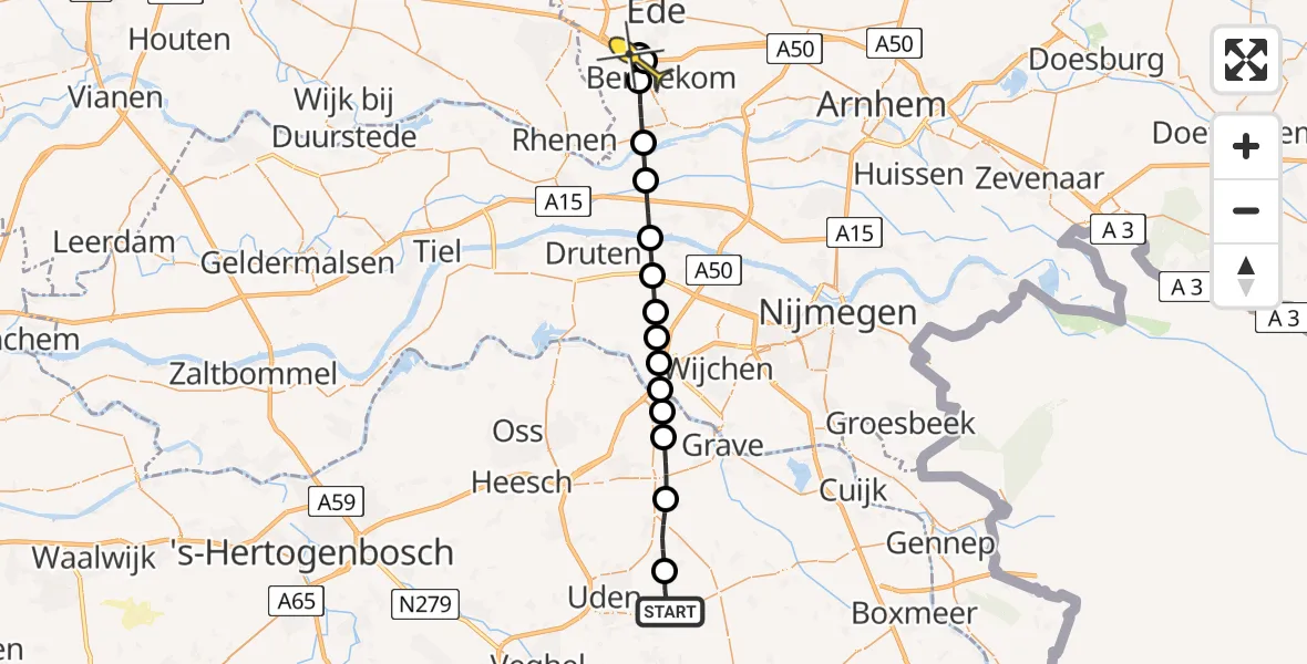 Routekaart van de vlucht: Lifeliner 3 naar Bennekom, Zeelandsedijk