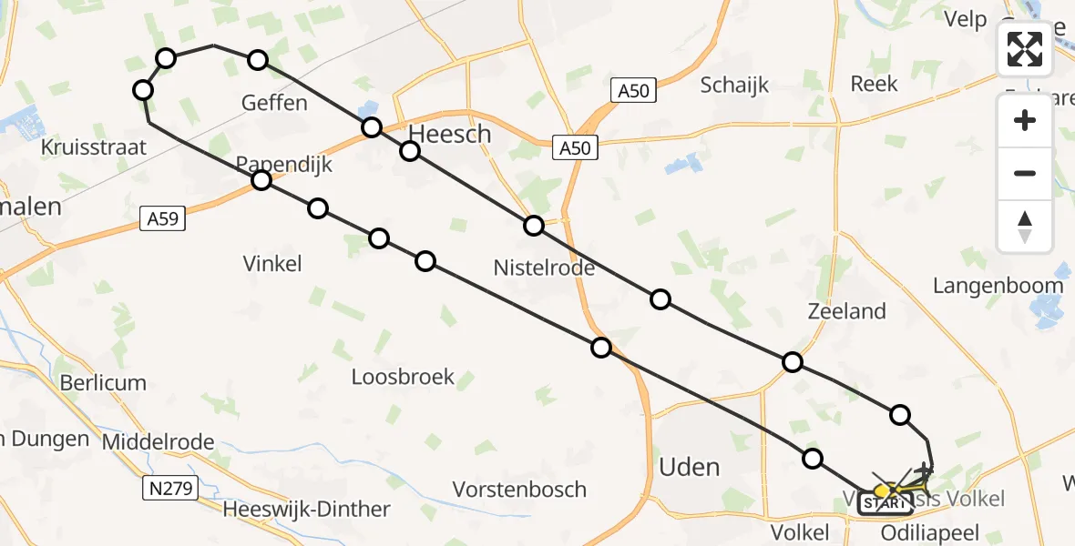 Routekaart van de vlucht: Lifeliner 3 naar Vliegbasis Volkel, Jagersveld