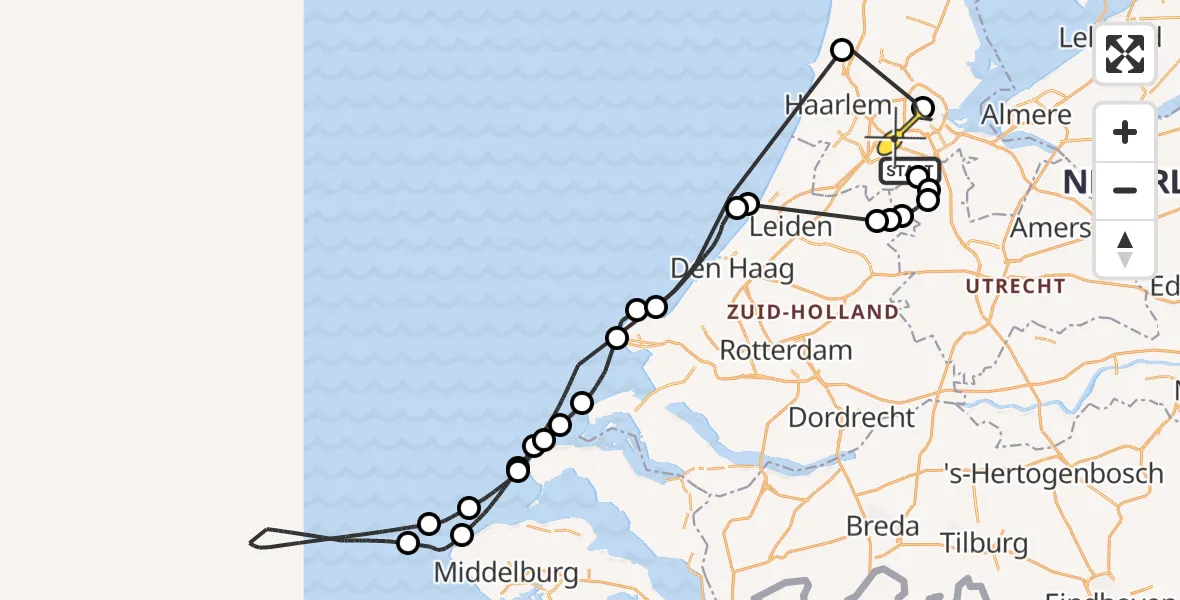 Routekaart van de vlucht: Politieheli naar Amsterdam, De Jonge Gerard