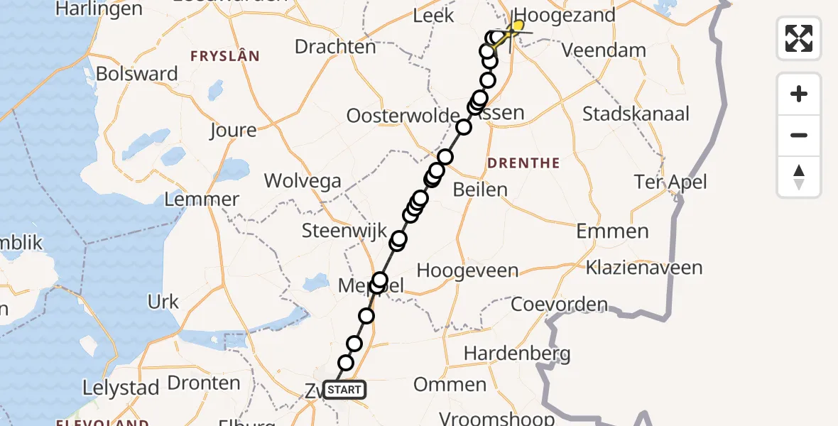 Routekaart van de vlucht: Lifeliner 4 naar Groningen Airport Eelde, Evertsenstraat