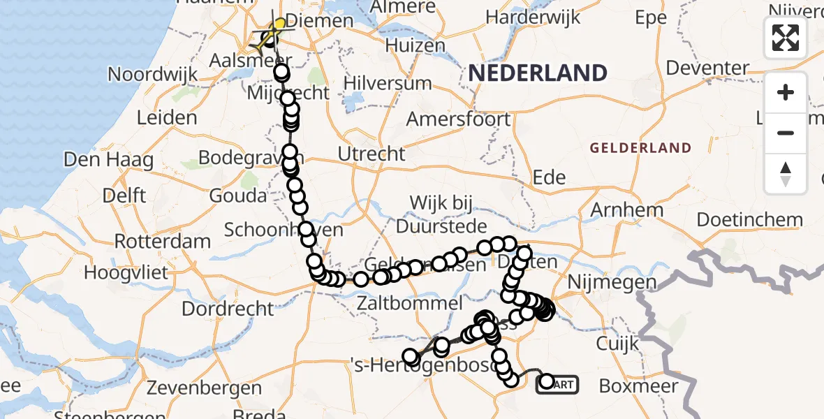 Routekaart van de vlucht: Politieheli naar Schiphol, Manenwolf