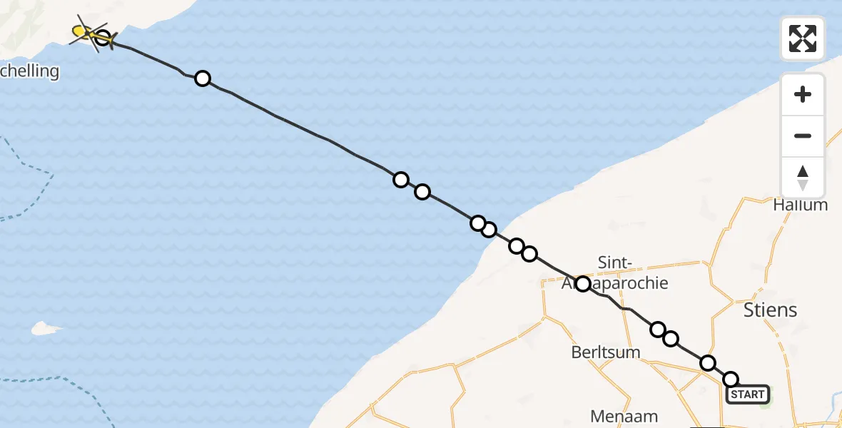 Routekaart van de vlucht: Ambulanceheli naar Striep, Foarste Dyk