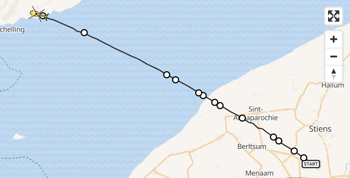 Routekaart van de vlucht: Ambulancehelikopter naar Striep, Foarste Dyk