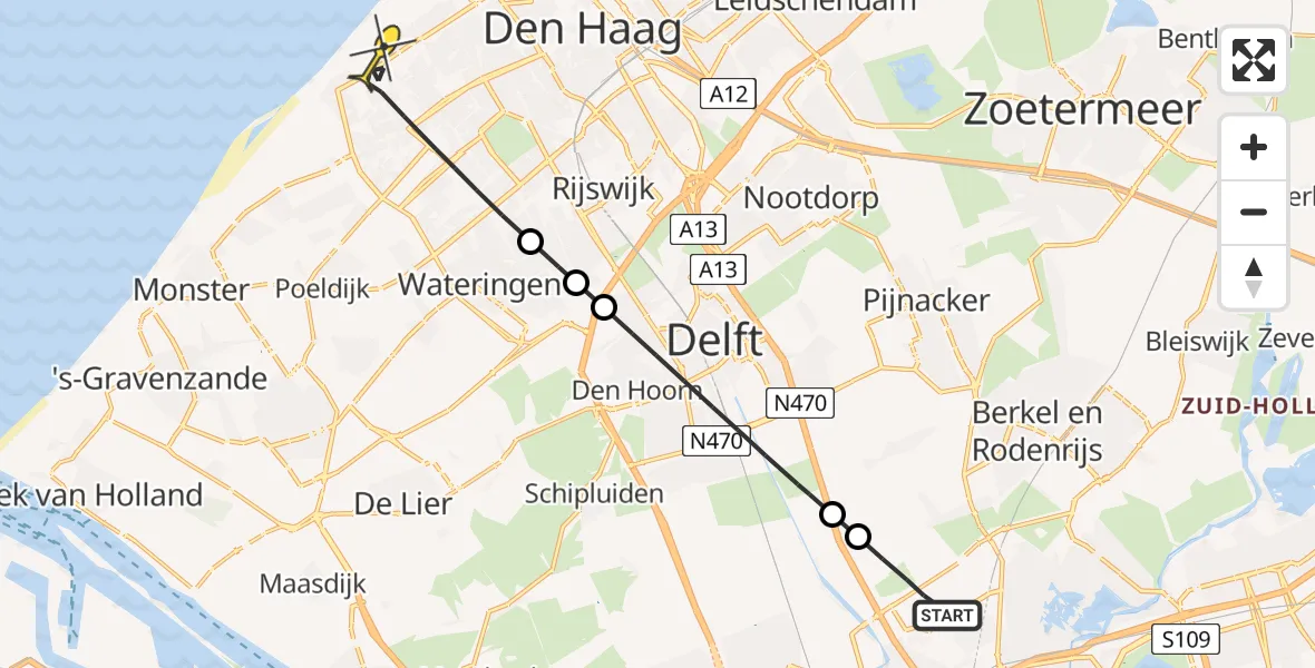 Routekaart van de vlucht: Lifeliner 2 naar Den Haag, Voormalig Milvakamp