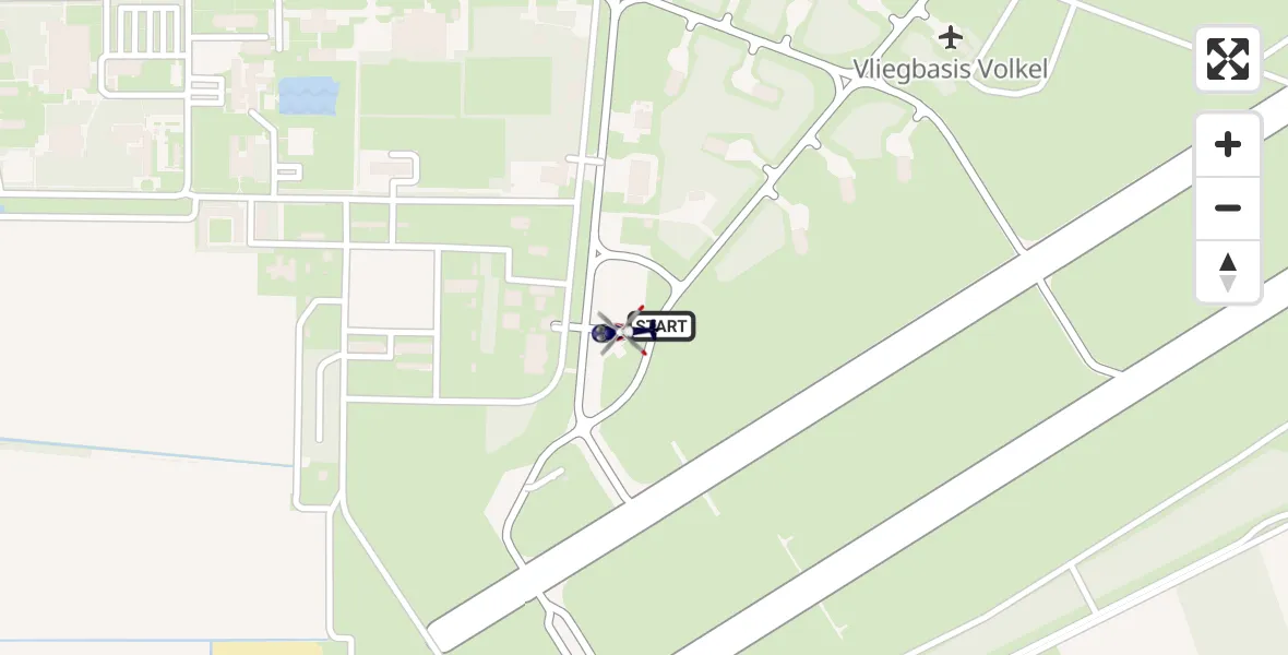 Vluchtroute Politiehelikopter van Vliegbasis Volkel naar Vliegbasis Volkel