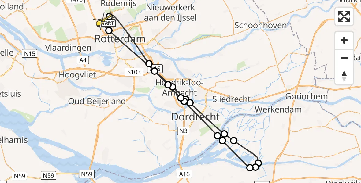 Routekaart van de vlucht: Lifeliner 2 naar Rotterdam The Hague Airport, Kastrupbaan