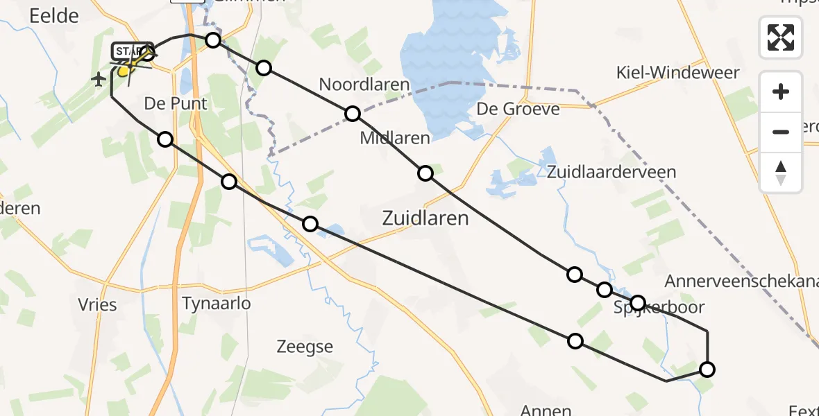 Routekaart van de vlucht: Lifeliner 4 naar Groningen Airport Eelde, Moespot