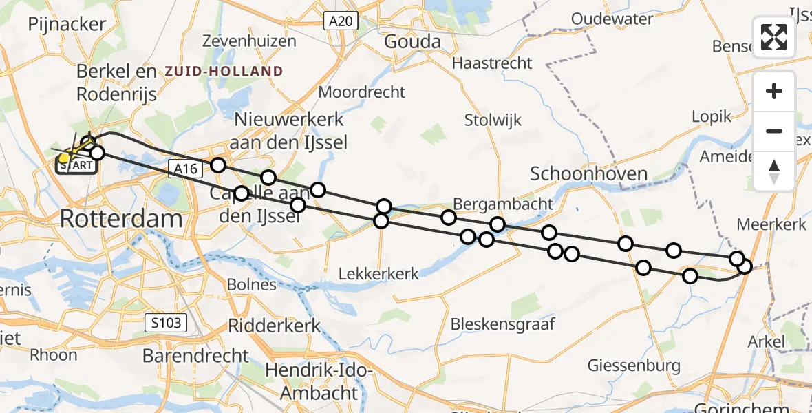 Routekaart van de vlucht: Lifeliner 2 naar Rotterdam The Hague Airport, Doenkadepad