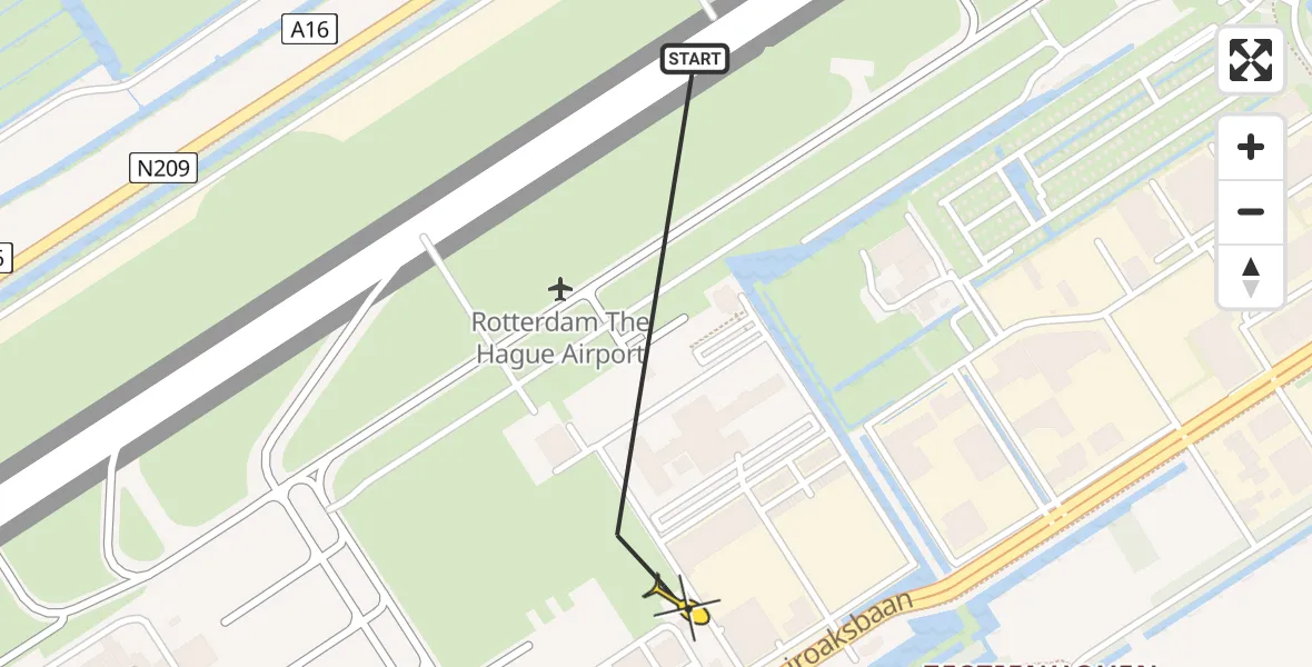 Routekaart van de vlucht: Lifeliner 2 naar Rotterdam The Hague Airport, Brandenburgbaan