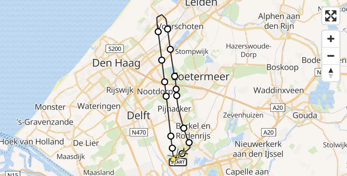 Routekaart van de vlucht: Lifeliner 2 naar Rotterdam The Hague Airport, Doenkadepad