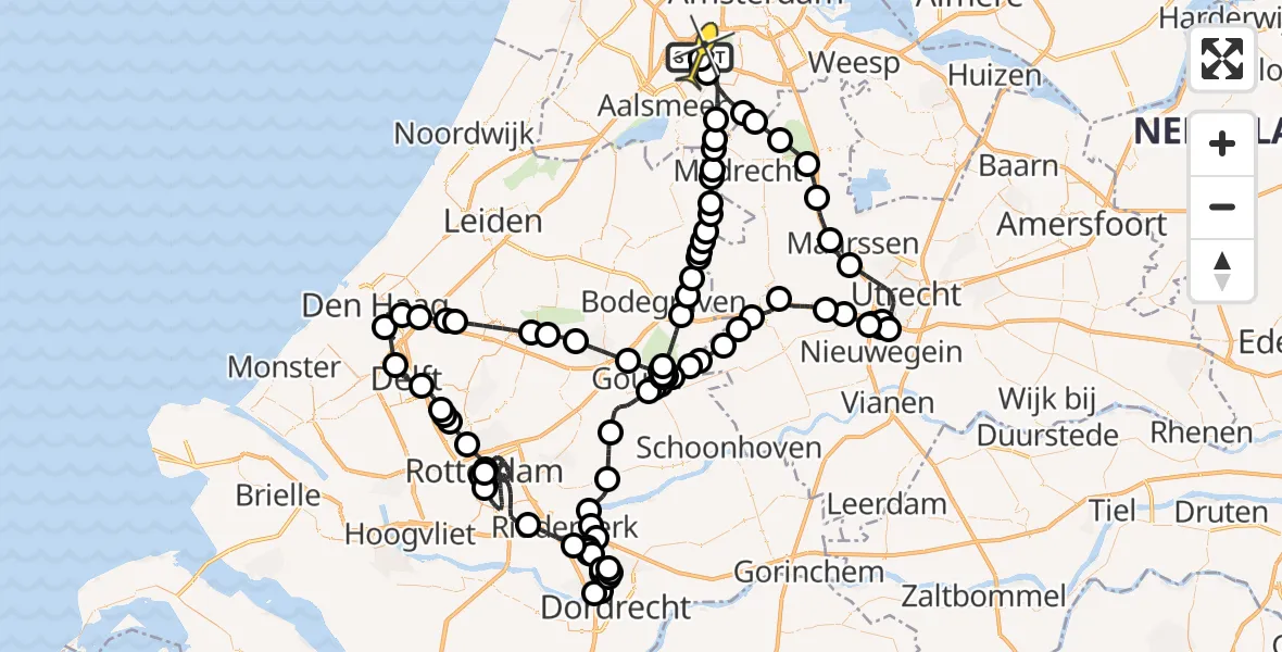 Routekaart van de vlucht: Politieheli naar Schiphol, Voltweg