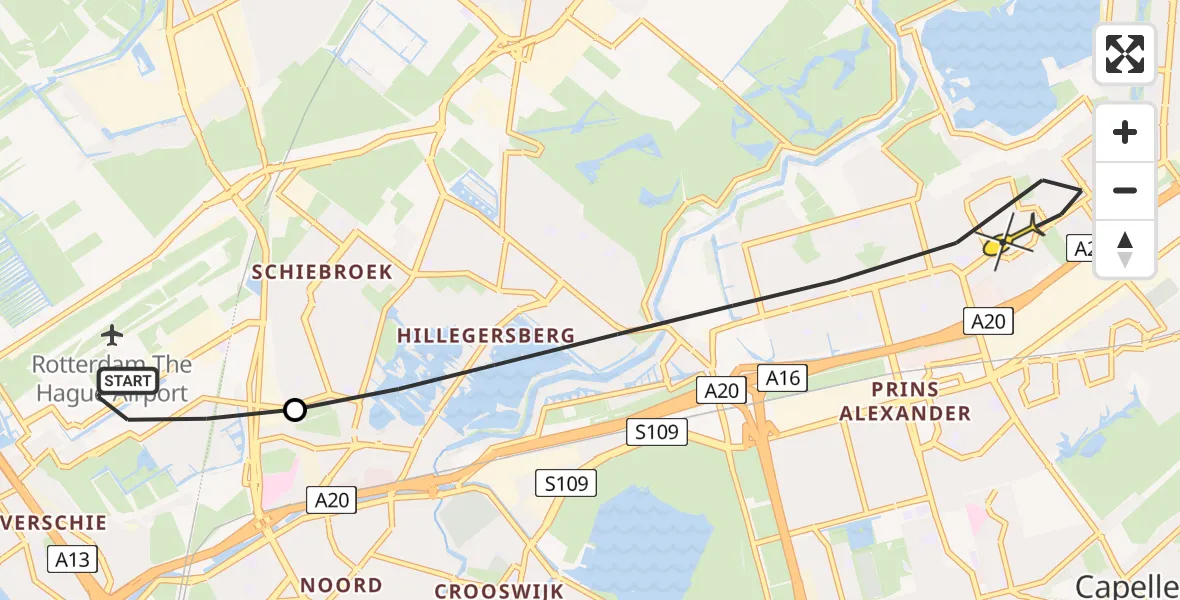 Routekaart van de vlucht: Lifeliner 2 naar Rotterdam, Eijkmanhof