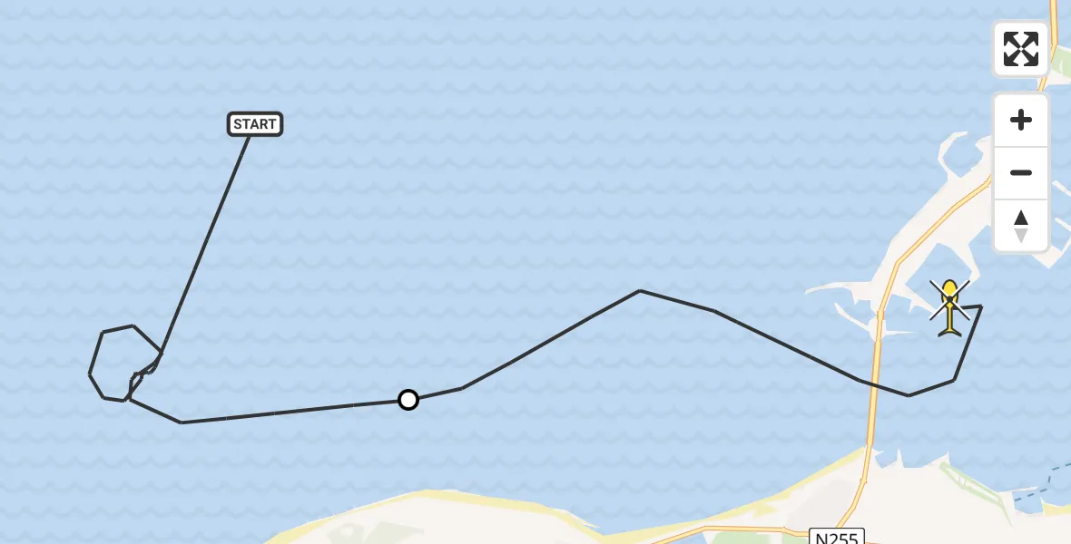 Routekaart van de vlucht: Kustwachthelikopter naar Vrouwenpolder, Binnenhaven Noordland