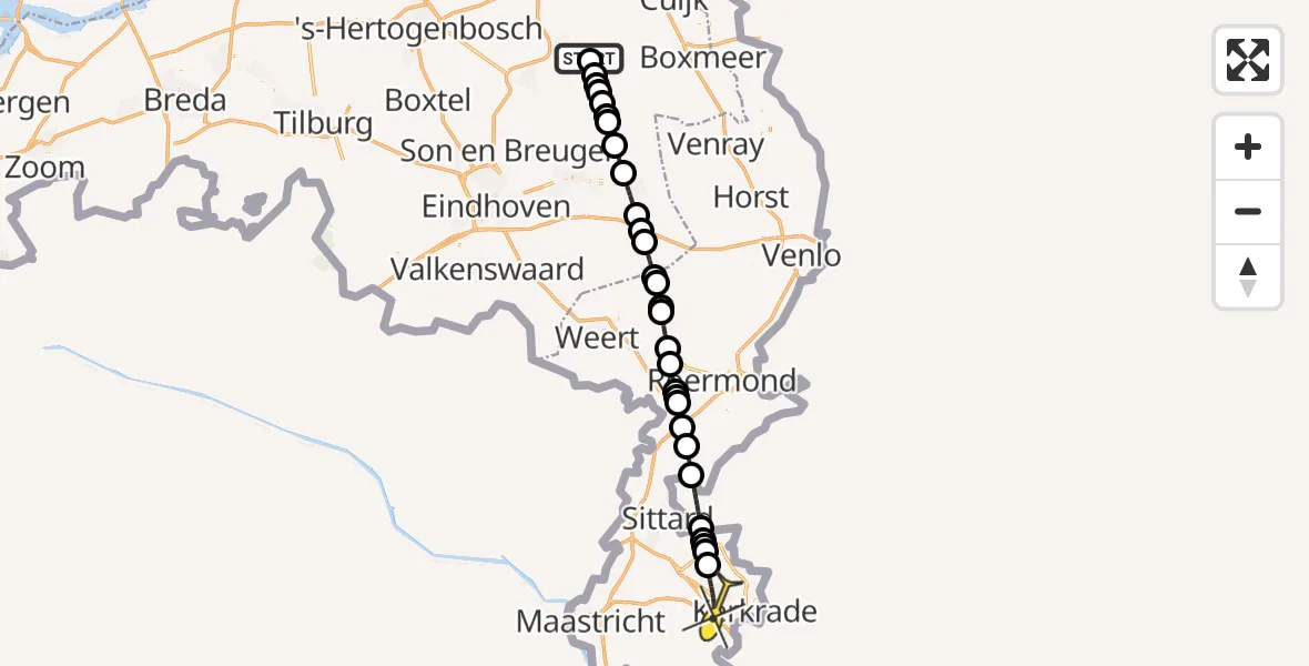 Routekaart van de vlucht: Lifeliner 3 naar Heerlen, Oosterheidestraat