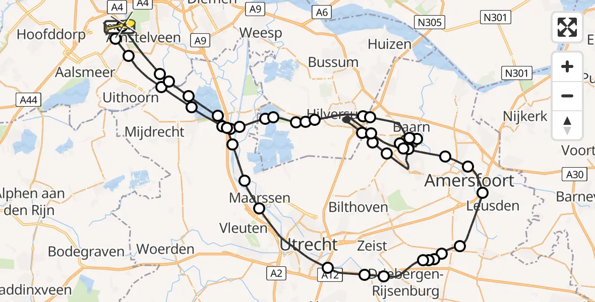 Routekaart van de vlucht: Politieheli naar Schiphol, Westerkimweg