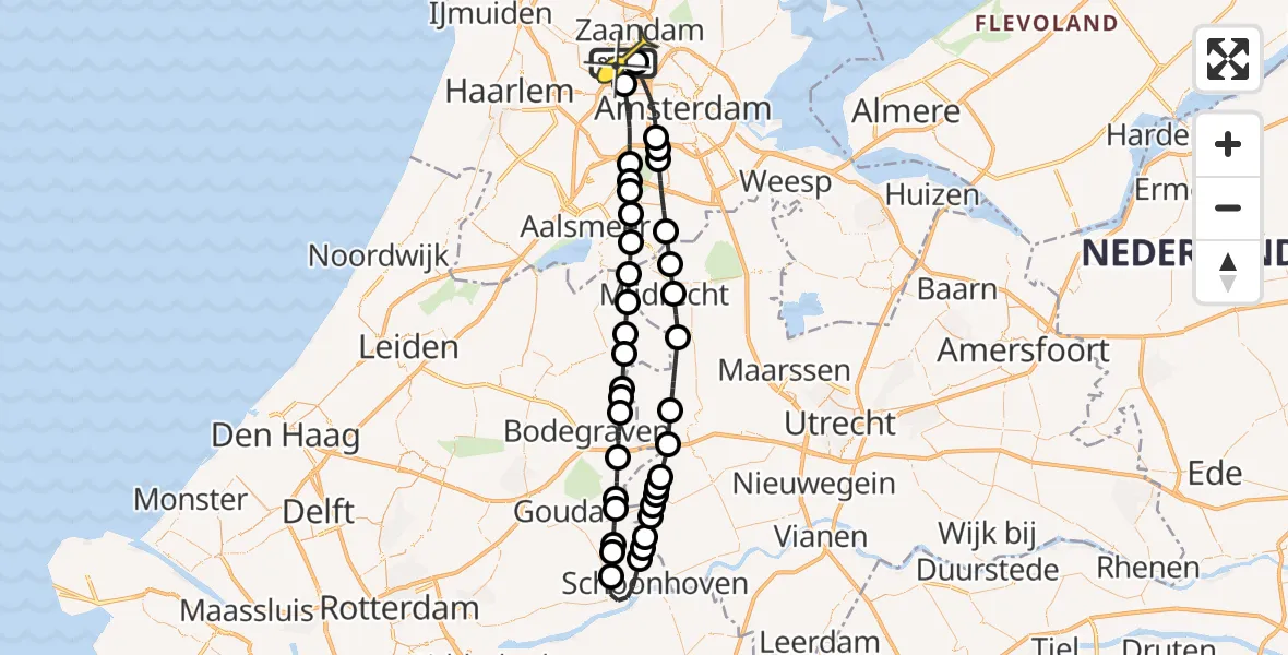 Routekaart van de vlucht: Lifeliner 1 naar Amsterdam Heliport, Hornweg