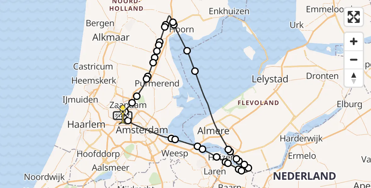 Routekaart van de vlucht: Lifeliner 1 naar Amsterdam Heliport, Westhaven