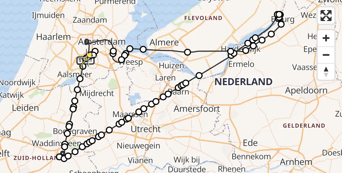 Routekaart van de vlucht: Politieheli naar Schiphol, Westerkimweg