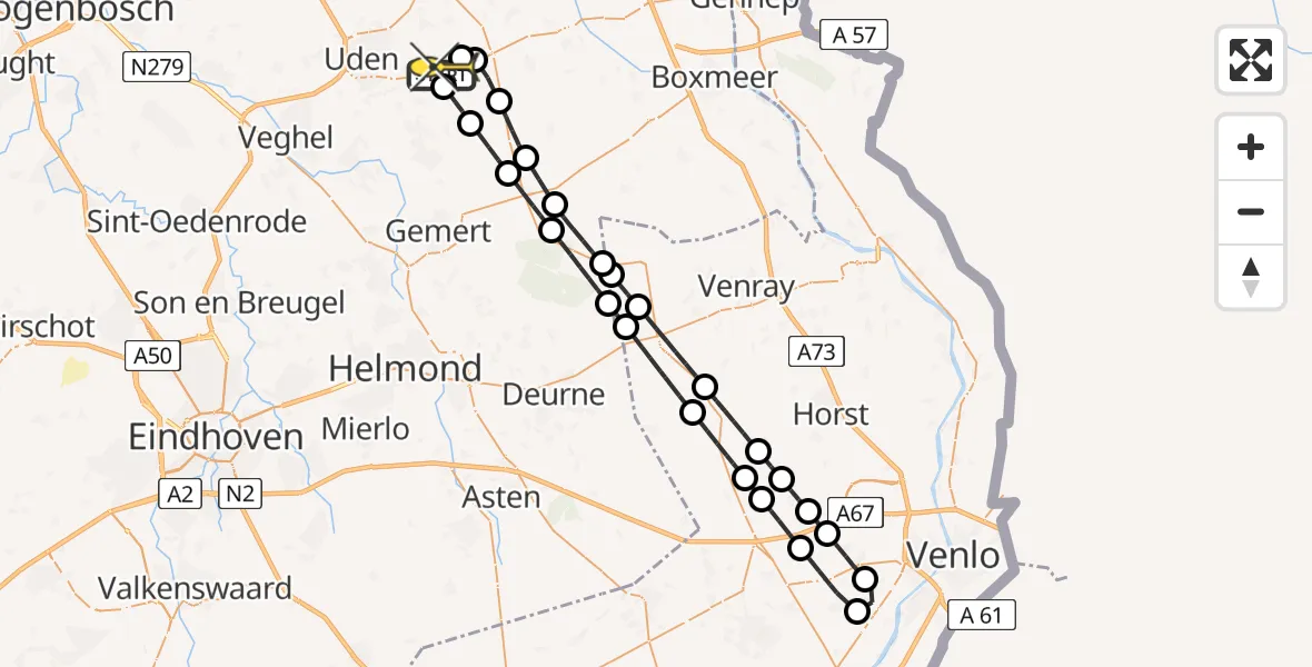 Routekaart van de vlucht: Lifeliner 3 naar Vliegbasis Volkel, Jeanny van Kuppeveltpad