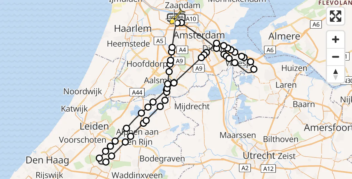 Routekaart van de vlucht: Lifeliner 1 naar Amsterdam Heliport, Maltaweg