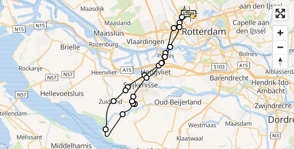 Routekaart van de vlucht: Lifeliner 2 naar Rotterdam The Hague Airport, Marmerhof