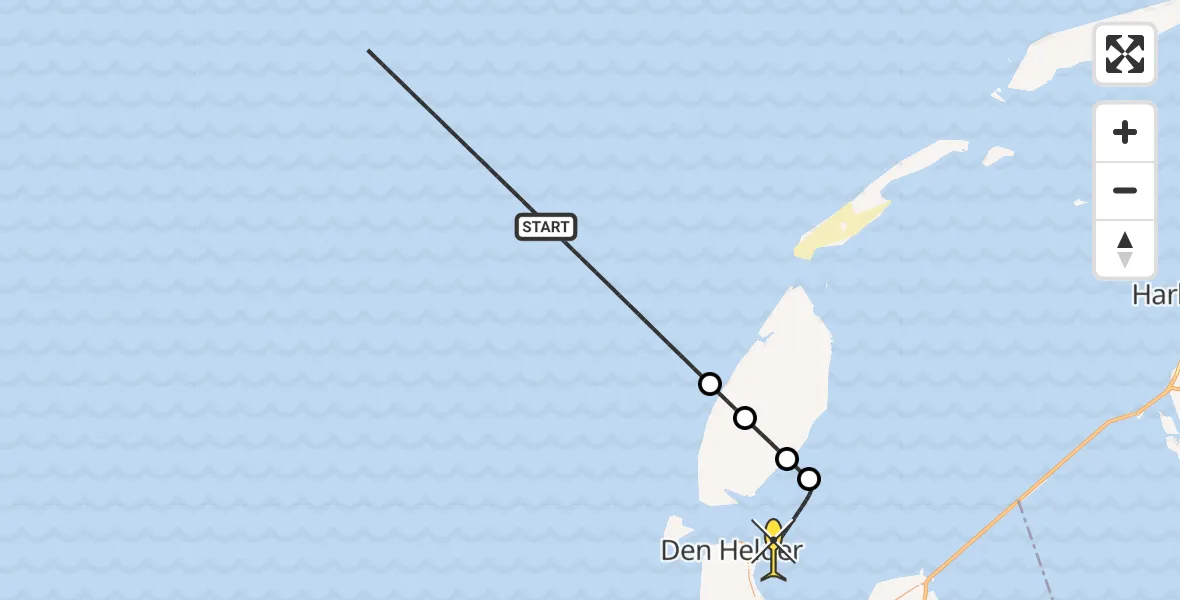 Routekaart van de vlucht: Kustwachthelikopter naar Den Helder, Den Helder