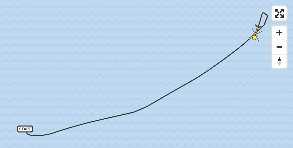Routekaart van de vlucht: Kustwachthelikopter naar 