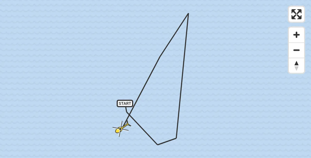 Routekaart van de vlucht: Kustwachthelikopter naar 