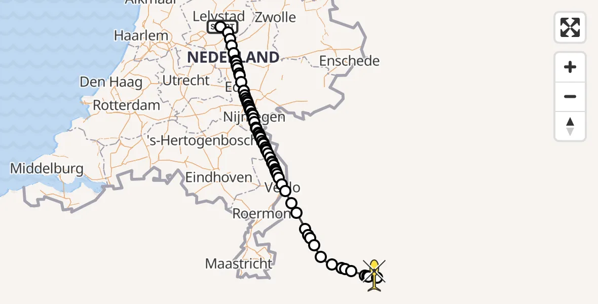 Routekaart van de vlucht: Traumahelikopter naar Sankt Augustin, Eendenweg