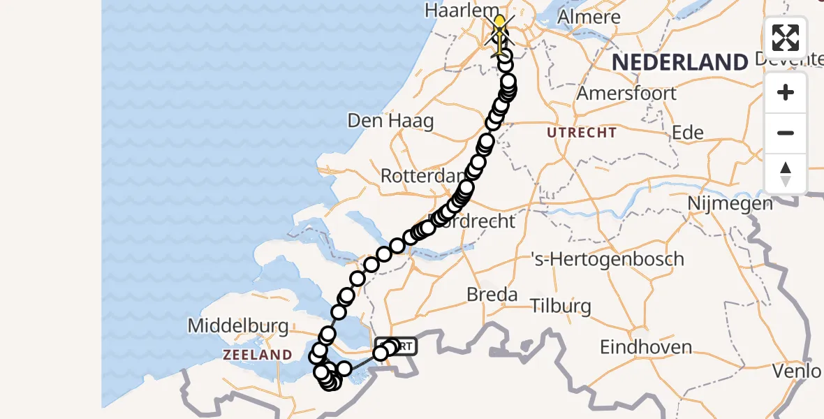 Routekaart van de vlucht: Politieheli naar Schiphol, Antwerpsestraatweg