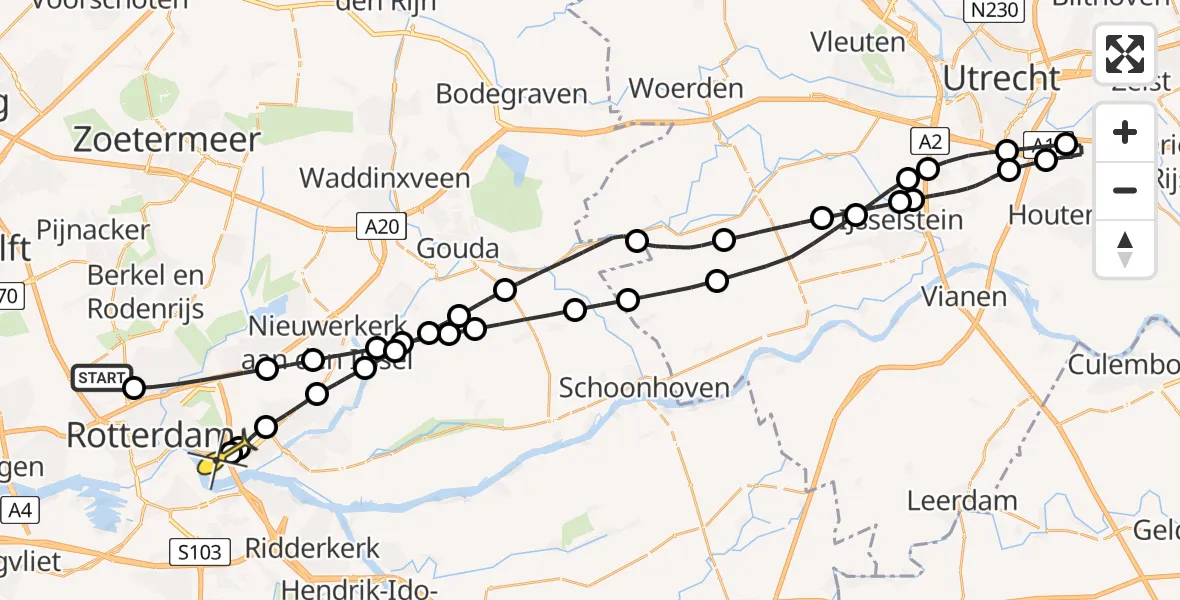 Routekaart van de vlucht: Lifeliner 2 naar Rotterdam, Goedaerthof