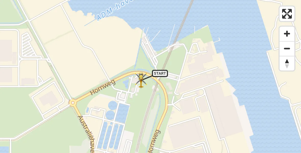 Vluchtroute Traumahelikopter van Amsterdam Heliport naar Amsterdam Heliport