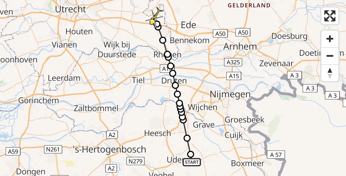 Routekaart van de vlucht: Lifeliner 3 naar Renswoude, Zeelandsedijk