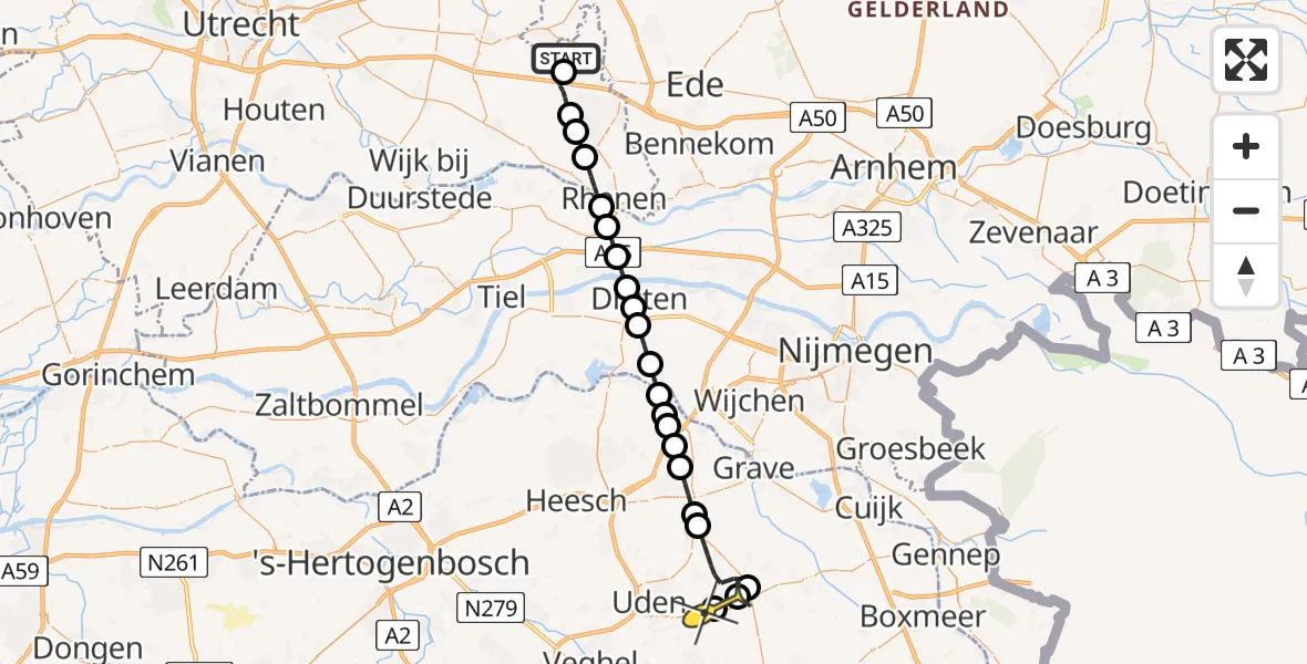 Routekaart van de vlucht: Lifeliner 3 naar Vliegbasis Volkel, Dashorsterweg