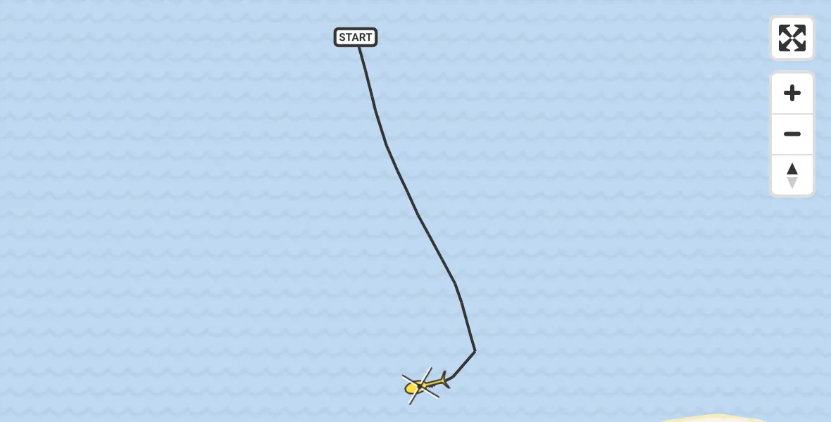 Routekaart van de vlucht: Kustwachthelikopter naar 