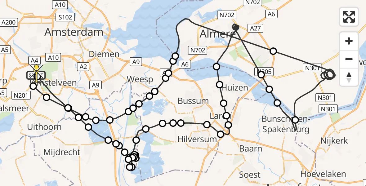 Routekaart van de vlucht: Politieheli naar Schiphol, Zanderijstraat