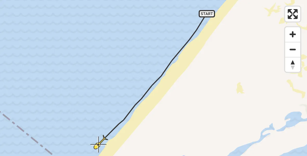 Routekaart van de vlucht: Kustwachthelikopter naar Wassenaar, Noorderstrand