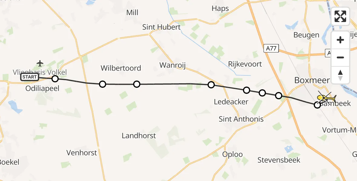 Routekaart van de vlucht: Lifeliner 3 naar Sambeek, Nieuwedijk