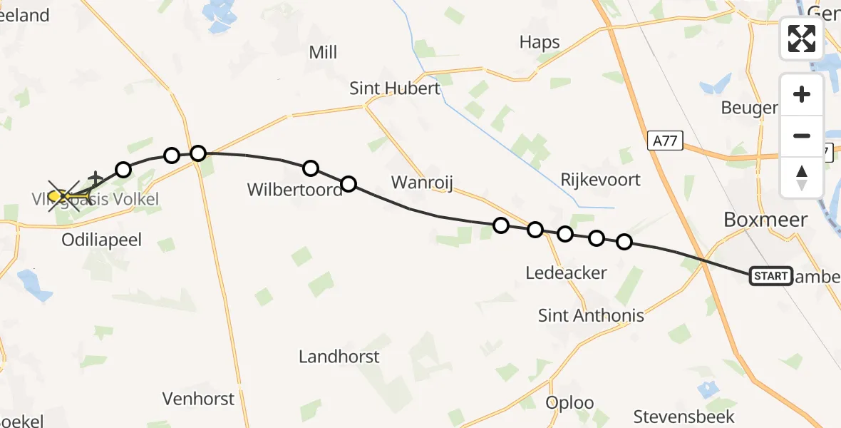 Routekaart van de vlucht: Lifeliner 3 naar Vliegbasis Volkel, Nijverheidstraat