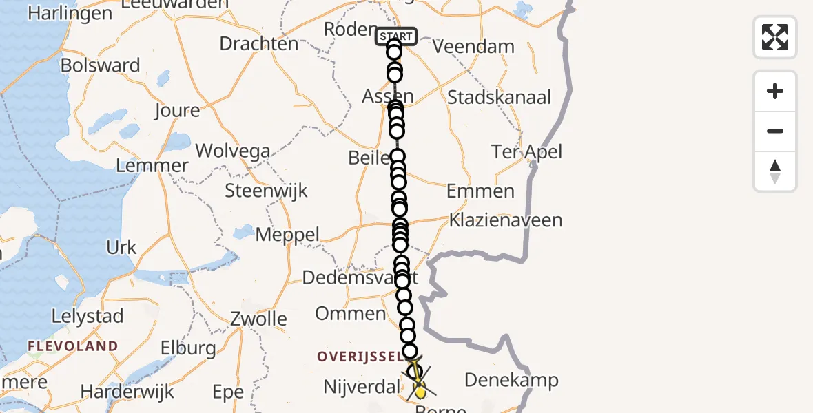 Routekaart van de vlucht: Lifeliner 4 naar Almelo, Moespot