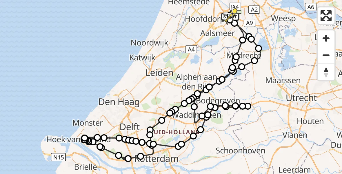 Routekaart van de vlucht: Politieheli naar Schiphol, Van Weerden-Poelmanweg